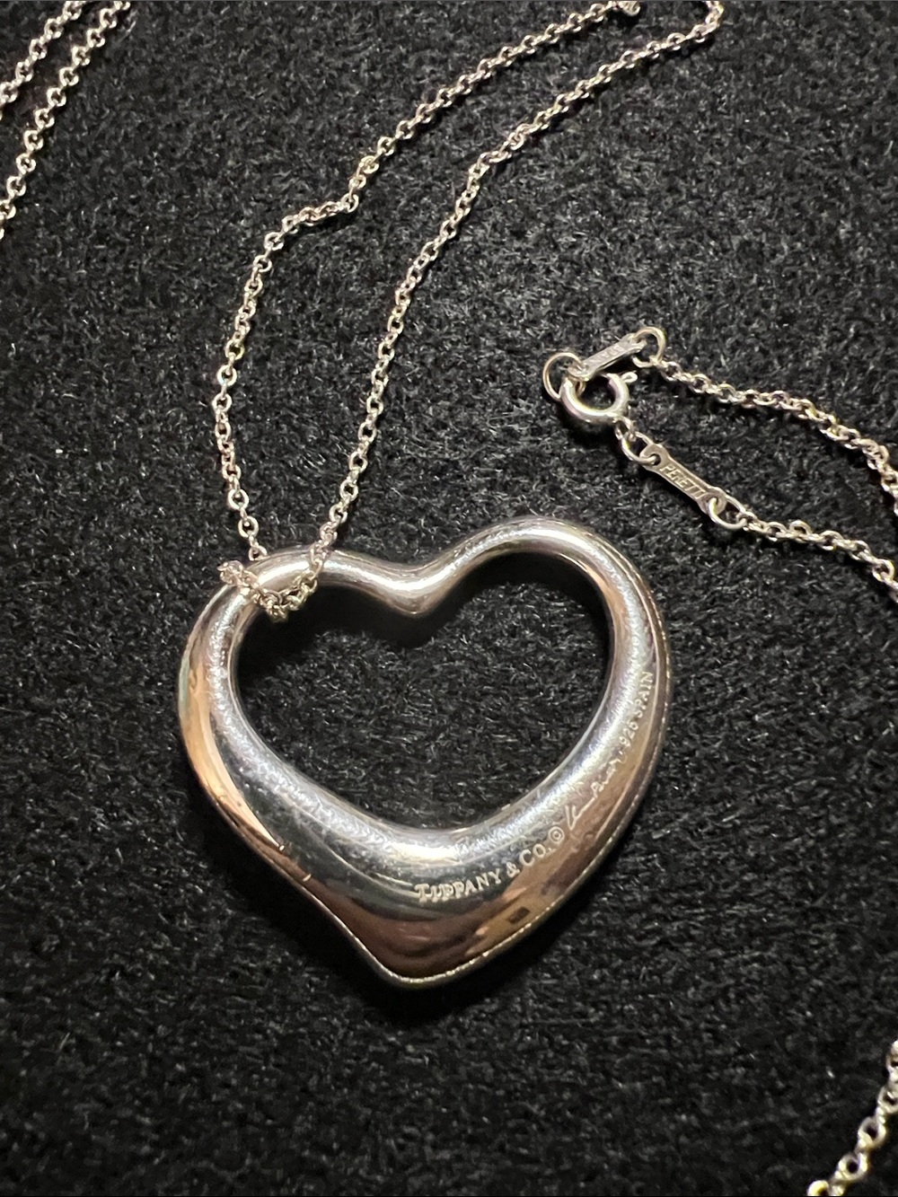 Tiffany & Co. Elsa Peretti 35 mm 925 Silver Floating Heart Pendant, 32”Necklace - Picture 3 of 6